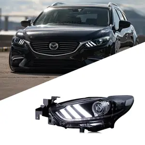 업그레이드 LED 머스탱 스타일 헤드 라이트 Mazda6 Atenza 2014-2016 LED 전면 헤드 라이트 교체 DRL 주간 조명
