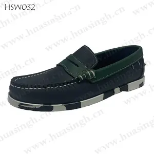 LXG，厂家供应彩色橡胶外底男士休闲船鞋面膜式手工纯皮便士鞋HSW032
