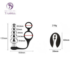 Perline di metallo filettate che vibrano la spina anale con anello per pene giocattolo per adulti sesso anale 10-frequenza vibrazione USB ricarica metallo Anal Plug - Product Image 2