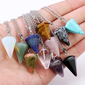 Pierre Naturelle Cristal Reiki Guérison Sculpté Clair Quartz Pendule Pendentif En Gros Pour La Divination - Product Image 1