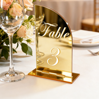 Numéros de table en acrylique miroir personnalisés en or, argent, noir, rose, blanc, formes personnalisées, 1 à 50, écologiques, logo personnalisé pour mariage et fête