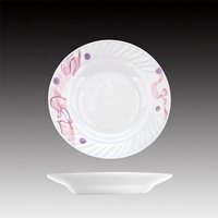 Assiettes à soupe en verre d'opale de 7 pouces avec décalcomanie assiette à dîner en verre de fleur stock verrerie d'opale blanche pour restaurant