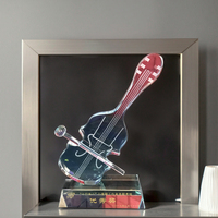 Trophée en cristal sur mesure, instrument de musique violon, design gravé sablé, thème sportif, logo gravé, cadeau d'affaires, coffret cadeau