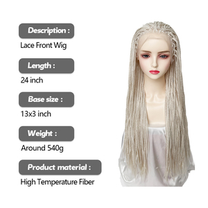 <span class=keywords><strong>Parrucca</strong></span> Sintetica Shinein Fatta a Mano Senza Nodi, Bionda 613, con Frontale in Pizzo, Treccia Micro Box Braid, Resistente al Calore - Product Image 2
