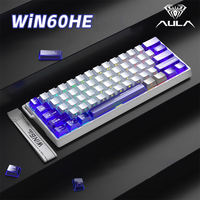 Clavier mécanique Aula WIN60 HE Series, PBT, taille standard, filaire, RGB, transparent, avec interrupteurs magnétiques, tri-mode (filaire + clavier)
