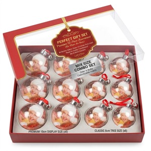 Pallina Trasparente Riempibile in Plastica 8cm 10cm, Ornamento Natalizio Fai-da-Te con Inserto per Foto e Tappo Argentato per Feste di <span class=keywords><strong>Natale</strong></span> - Product Image 4