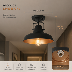 Modern Black Iron Base Surface Mount Ceiling <b>Light</b> E27 Warm White Dining Room <b>Corridor</b> Bedroom Indoor Home Decoration - Product Image 4