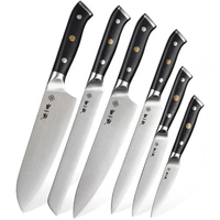 Ensemble de couteaux de chef japonais Zhang Xiao Quan - 6 pièces, couteaux de cuisine multifonctionnels ambidextres, manches G10, lames en acier Damas