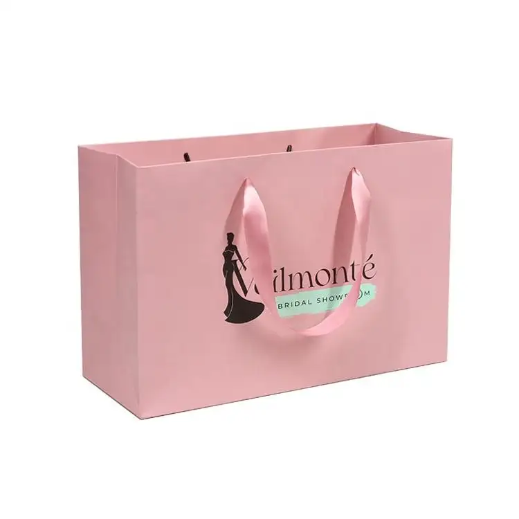 고급 브랜드 사용자 정의 로고 신발 부티크 핑크 포장 의류 선물 종이 쇼핑백