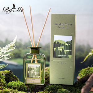 Bouteille carrée verte <span class=keywords><strong>grande</strong></span> capacité 150 ml personnalisée Bai Mi avec motif forestier, ensemble de liquide d'évaporation d'aromathérapie sans flamme, longue durée - Product Image 3