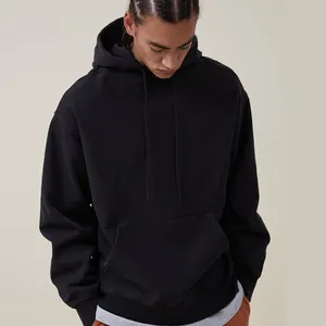 Penjualan langsung pabrik hoodie pria warna polos pakaian jalanan hitam hip hop hoodie kustom kasmir pria