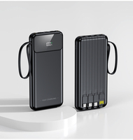 Batterie externe de voyage pour téléphone 10000 mAh, chargeur portable avec câbles intégrés, affichage numérique, logo personnalisé, cadeau pour appareils électroniques