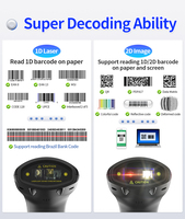 Lecteur de codes-barres 2D portable X-3500, lecteur de codes-barres 1D filaire, lecteur de codes QR USB, numérisation de codes-barres d'inventaire avec support