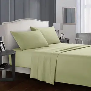 Parure de lit en microfibre 100% Polyester, Textile pour la maison, drap plat, avec 2 taies d'oreillers, ensemble de literie, 4 pièces