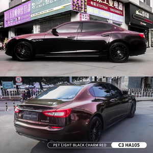 Pellicola Adesiva per Auto CARBINS PET Nero Charm Rosso, Vinile Super Lucido per Wrapping Completo, Protezione e Cambio Colore Auto - Product Image 3