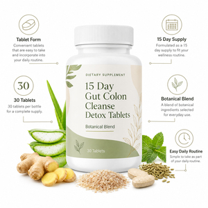 Comprimés de nettoyage du côlon intestinal de haute qualité, 15 jours, probiotiques, aloe vera, séné, détox, biologique, sans gluten, soutient la digestion des adultes - Product Image 4