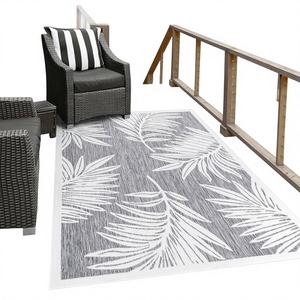 Tapis d'extérieur moderne en polypropylène tissé à la machine, motif abstrait, réversible et lavable - Product Image 1