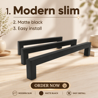 Poignées de meuble carrées en aluminium massif noir mat, longueur personnalisée, pour tiroirs, armoires modernes et quincaillerie de cuisine