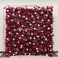 Panneau mural de fleurs artificielles roses blanches bordeaux, toucher réaliste, toile de fond florale pour décoration de mariage et de fête