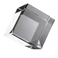 Cube de cristal 3D gravé, support de présentation rectangulaire en verre transparent K9 avec base, emballage en boîte cadeau pour cadeaux d'affaires