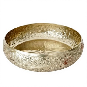 Tazón para servir comida, decoración de bodas, diseños tradicionales chinos, tazones decorativos con grabados, tazón de ensalada de lujo dorado. - Product Image 1