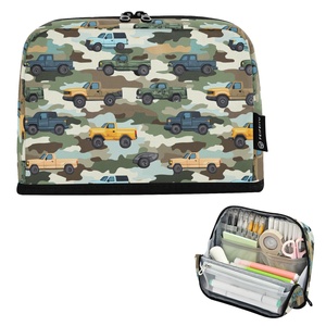 Trousse à crayons grande capacité camouflage motif camion, étui à fermeture éclair vertical pour garçons, idéale pour la rentrée scolaire - Product Image 1