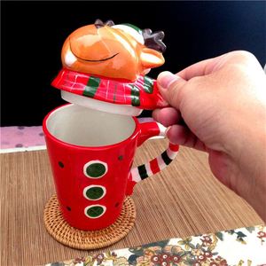 Holiday Drinkware Christmas Party Supplies Xmas Coffee Mugs Water Cup 3d Santa Claus Ceramic Mugs with Lid - Product Image 4