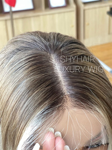 Pelucas Largas de Cabello Humano Virgen Natural con Ondas Naturales y Color con Mechas, de la Mejor Calidad, con Frente de Encaje Transparente HD y Gorra Pequeña para Mujeres - Product Image 2
