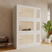 Villa de luxe en bois et verre pour chat avec arbre à chat et mobilier de type condo pour espace intérieur, maison pour animaux et chambre d'hôtel pour chats