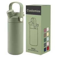 Bouteille d'eau isotherme anti-fuite de 400 ml pour enfants, en acier inoxydable, avec paille, pour la maternelle et les tout-petits, personnalisable avec logo, idéale comme cadeau