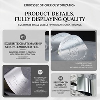 Autocollants ronds personnalisés de luxe en aluminium gaufré, étiquettes imperméables à l'eau avec estampage argent mat