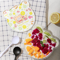 Etiquette personnalisée en forme d'ours en Pp transparent, passe au micro-ondes à l'intérieur du moule, emballage alimentaire pour cupcakes et salades, boîte à lunch avec couvercle