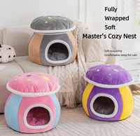 Coussin pour animaux de compagnie en forme de champignon, chaud et douillet pour l'hiver, détachable et lavable, pour petits chiens et chats