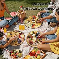 Plateau en bois avec couvercle transparent, plateau portable pour fromage, viande, fruits, style campagnard, 5 compartiments, voyages, pique-niques, cadeau de déménagement