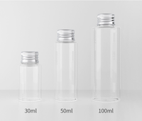 Impression de logo personnalisé, flacon de lotion portable en PETG de 30 ml, 50 ml, 100 ml avec bouchon en aluminium, contenants cosmétiques vides pour toner