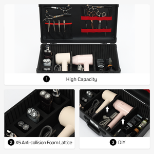 <span class=keywords><strong>Valise</strong></span> de Barbier Portable en Aluminium avec Serrure à Clé, Boîte à Outils de <span class=keywords><strong>Coiffure</strong></span>, Organisateur de Voyage, <span class=keywords><strong>Valise</strong></span> de Salon – Stock Local US - Product Image 4