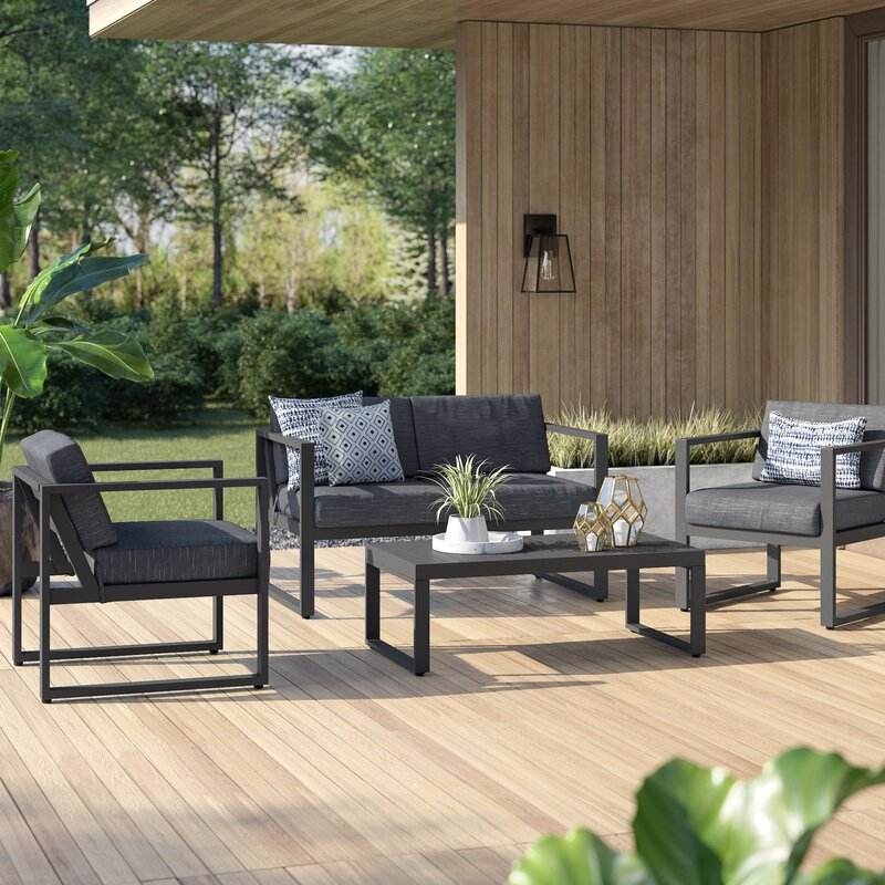 Outdoor furniture sofa set garden metal furniture patio aluminum sofa set with cushion