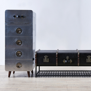 Industrial Chest Aluminum Trunk Metal Storage Trunk with 3 Drawers