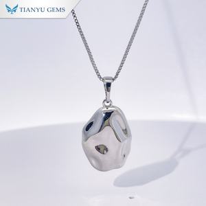 Tianyu 925 silver irregularly shaped pendant box necklace, hip-hop style trendy necklace for men and women - Product Image 1