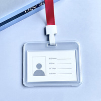 Porte-badge transparent en gros, étui en plastique pour carte d'identité avec cordon de cou détachable pour l'école, le bureau et les entreprises