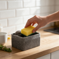 Schwammhalter mit dunklem Granit-Steineffekt, schmaler Schlitz, kompakter Küchenorganizer mit Abflusslöchern