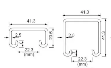 Canal de jambe de force unistrut 41*21mm canal fendu en acier fendu gi c canal poids