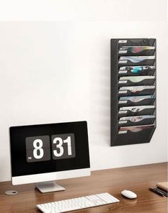 Wall Hanging File Organizer <b>Mesh</b> Metal Hanging File Folder Organizer Vertical Mail Organizer Wall Mount Document Magazine Rack - Product Image 6