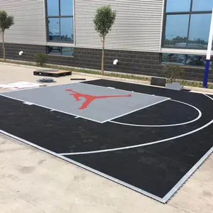 20x20 feet arka bahçesinde mahkeme tasarımı açık basketbol sahası çıkarılabilir çizgi ve ürdün logo