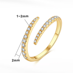 Модные ювелирные изделия 2025 женщин Прекрасные Кольца Позолоченные 4A CZ вечность 925 Серебряное кольцо регулируемое - Product Image 6