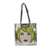Sac de shopping réutilisable promotionnel en non-tissé noir, or, argent, sac de courses en non-tissé avec logo imprimé personnalisé