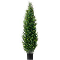2 Paket Pohon Cedar Topiary Buatan 5FT, Tanaman Pot Evergreen Palsu Tahan UV untuk Dekorasi Dalam dan Luar Ruangan