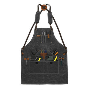 Adjustable Heavy-Duty Bib <b>Aprons</b> for Electricians Woodworkers Florists Gardeners Waterproof Waxed Canvas with Leather Trim - Product Image 4