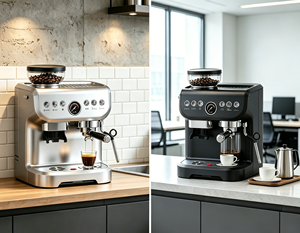 Machine à expresso semi-automatique avec moulin à café réglable et mousseur à lait, machine à café grain-à-tasse avec système d'eau chaude pour usage domestique - Product Image 5