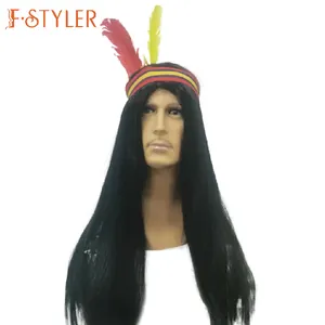 FSTYLER पुरुष भारतीय लंबे बाल हॉट सेल हैलोवीन कार्निवल विग थोक बिक्री फैक्टरी कस्टमाइज़ पार्टी सिंथेटिक कॉस्प्ले विग
